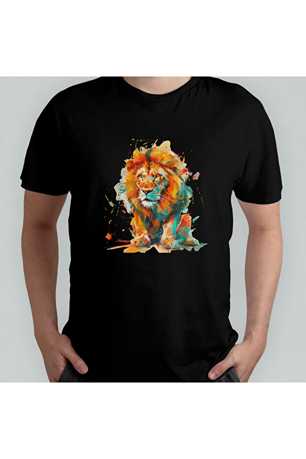 Aslan Lion Unisex 100% Cotton Crew Neck T-Shirt Model 1