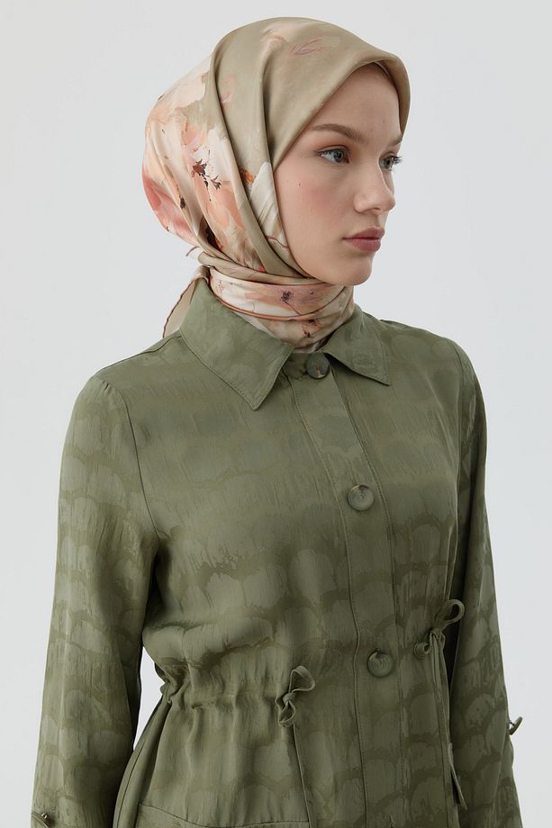 Fulya Twill İpek Eşarp - Somon - 3