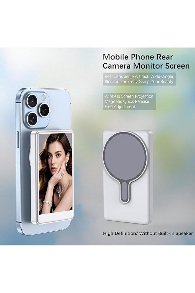 4" Vlog Selfie Monitor Screen for Phone – Magnetic Wireless Rear Camera Display with Remote Contro - 3