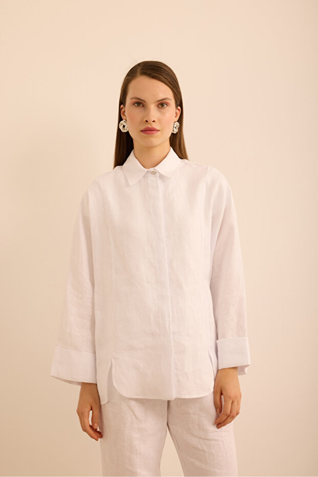 Rahat Form Keten Bluz - 1