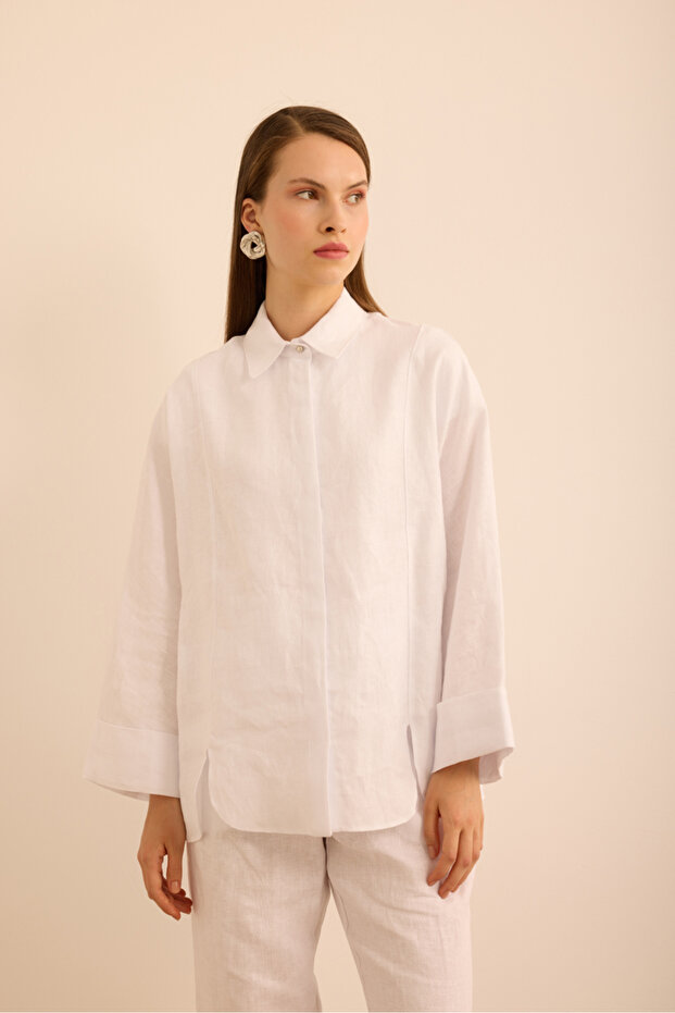 Rahat Form Keten Bluz - 3