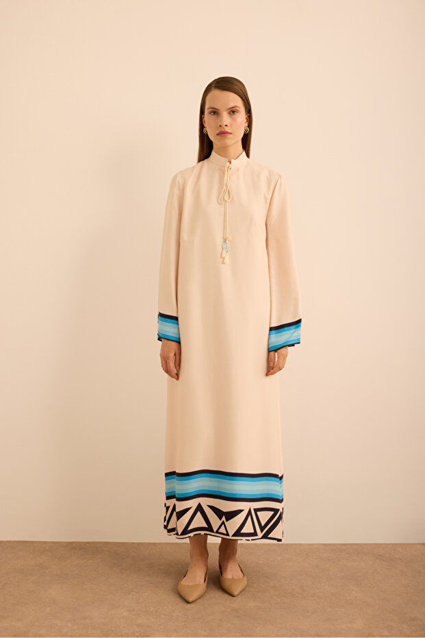 Çizgi Desenli Cotton Elbise - 2