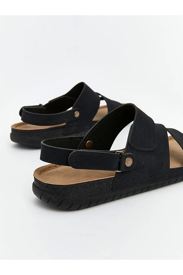 LCW STEPS Siyah Cırt Cırtlı Erkek Sandalet - 5