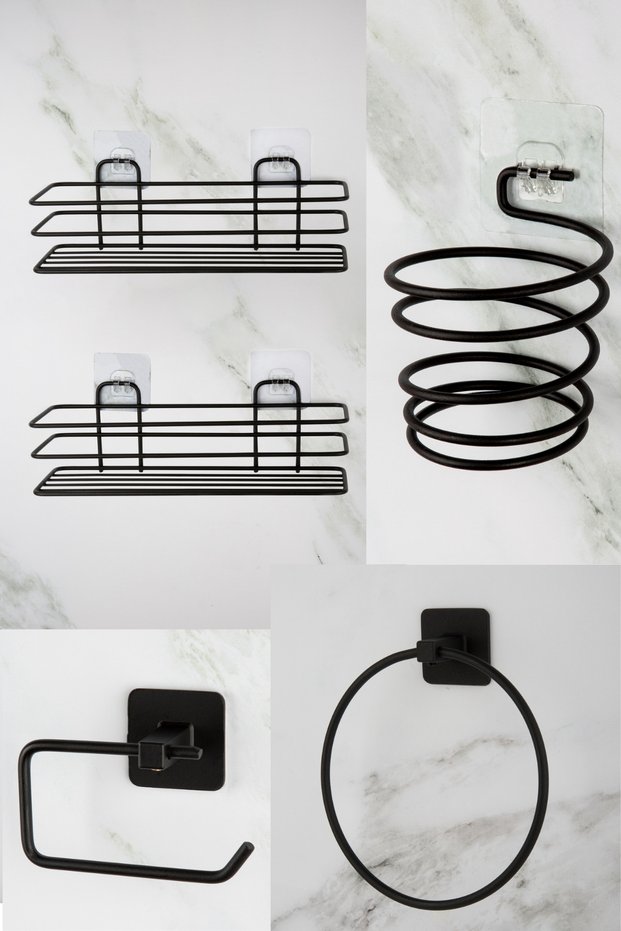 Double Bathroom Shower Shelf Adhesive Circle Towel Holder Outdoor Adhesive Toilet Paper Holder Steamer Set of 4