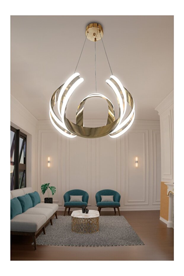 Perdeci Mustafa Yüksek Kalite Gold Led Avize - 3
