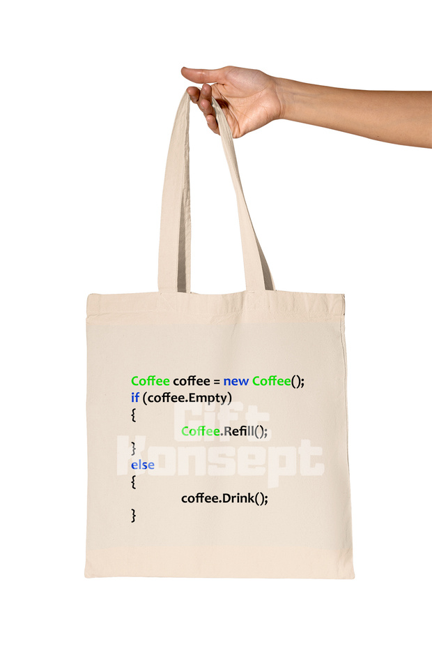 حقيبة قماش خام عضوية مطبوعة من Coffee Java - 1