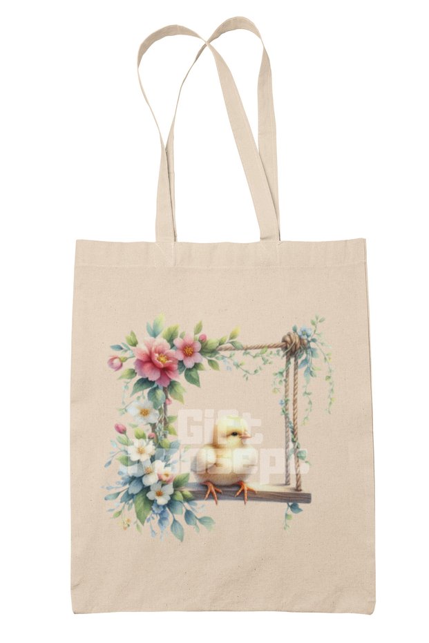 Flowers and Bird Printed Gift Organic Raw Cloth Bag