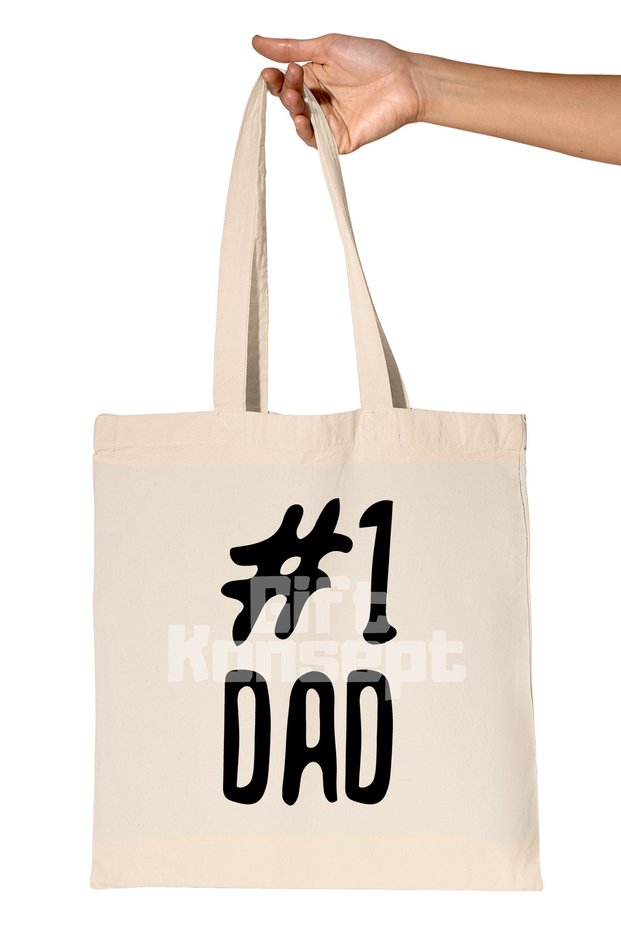 Number One Dad Printed Father's Day Organic Raw Cloth Bag