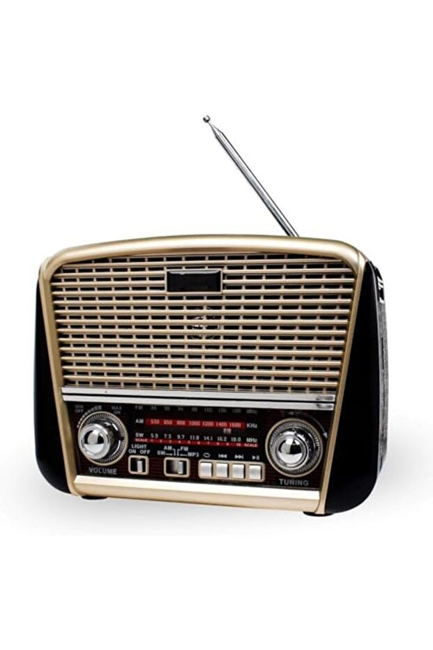 مكبر صوت لاسلكي محمول بتقنية البلوتوث عالي الدقة مع شحن بالطاقة الشمسية ومصباح يدوي وتصميم كلاسيكي - DX2451 - 1