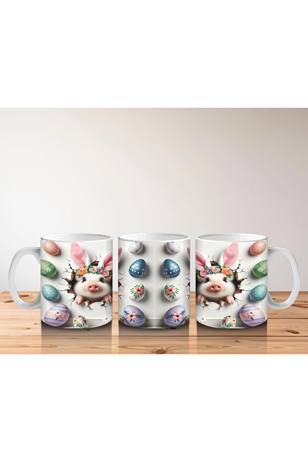 نمط أرنب مزين بيض عيد الفصح - كوب قهوة مطبوع - 5