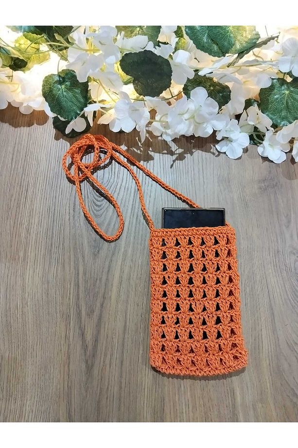 El Örgüsü Hasır Telefon Çantası - 2