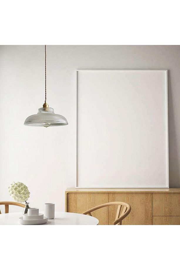 Açık Bal Renk Modern Dekoratif Cam Avize Tavan Aydınlatma Eskitme Duy Aksesuarlı Tekstil Kablolu - 4