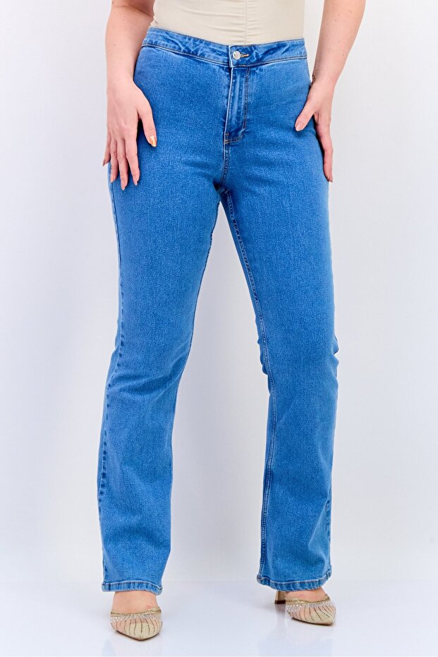 Women Regular Fit Solid Stretchable Flare Jeans, Blue