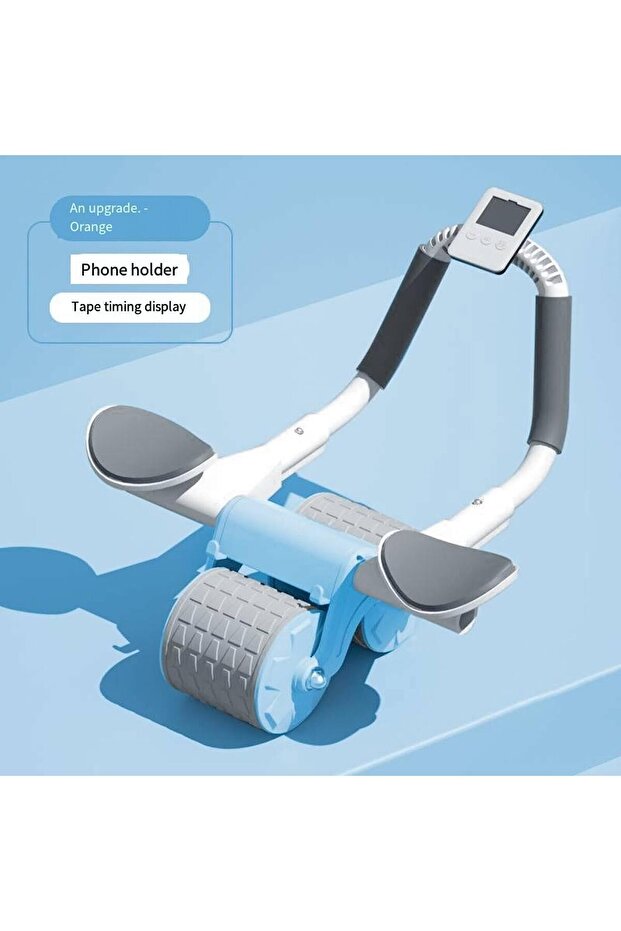 Abdominal Abs Wheel Exercise Roller, With Timer, Knee Mat, Automatic Rebound, for Home Use, Blue - 3