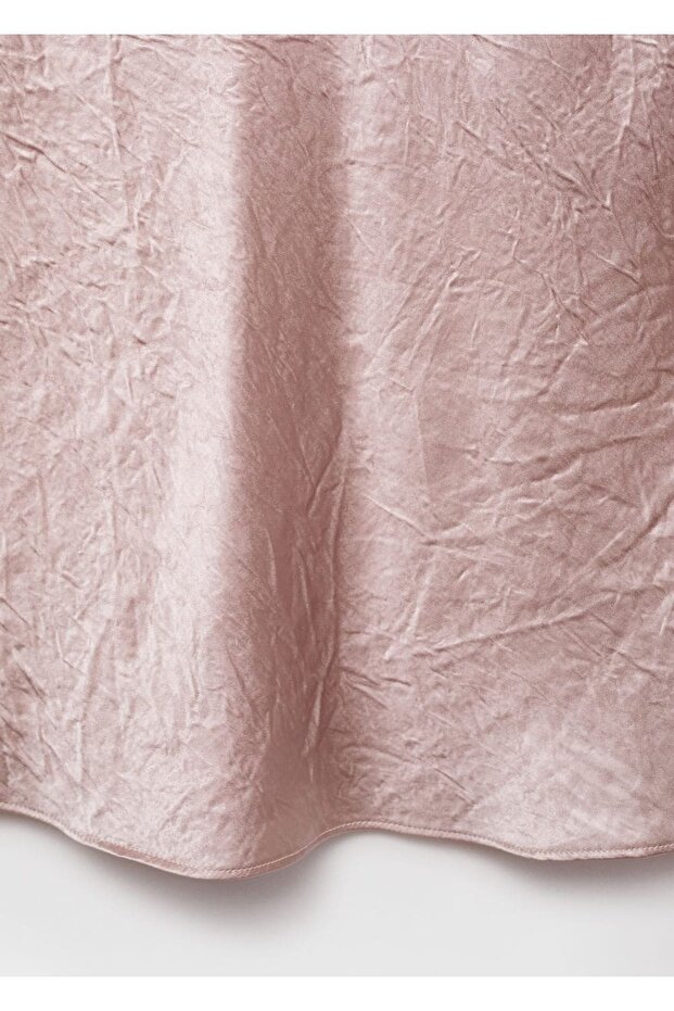 Kırışık efektli saten bluz - 5