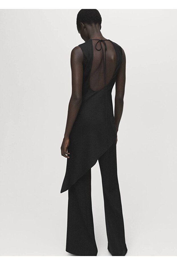 Saten asimetrik bluz - 4