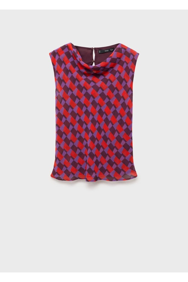 Drapeli yaka baskılı bluz - 3