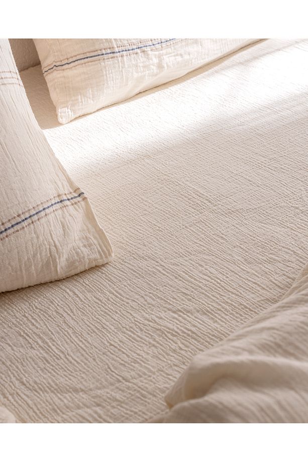 Breville Tek Kişilik Müslin İpliği Boyalı Lastikli Nevresim Takımı - Ekru/Bej - 6