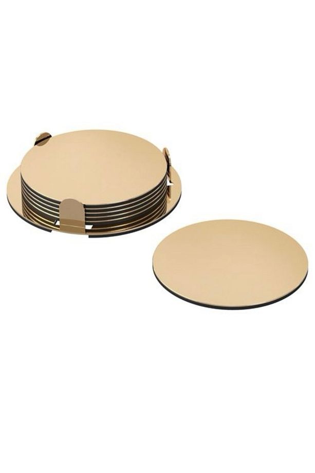 Glattıs bardak altlığı, pirinç rengi 8,5cm 6 adet - 1