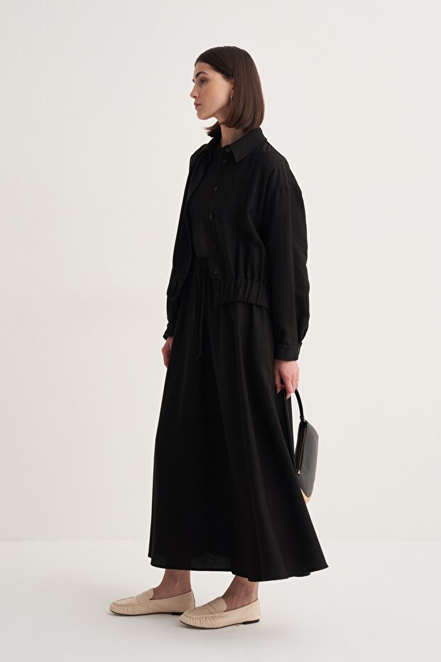 Women's Cupra Flowy Cotton Flared Skirt Black
