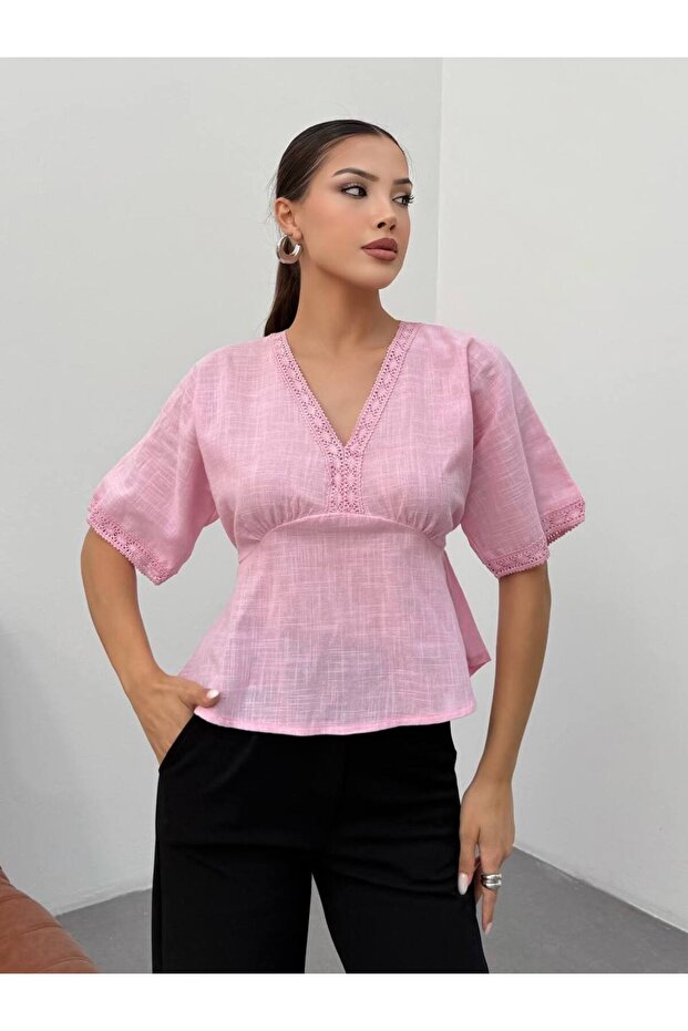 dantel detaylı bluz - 1