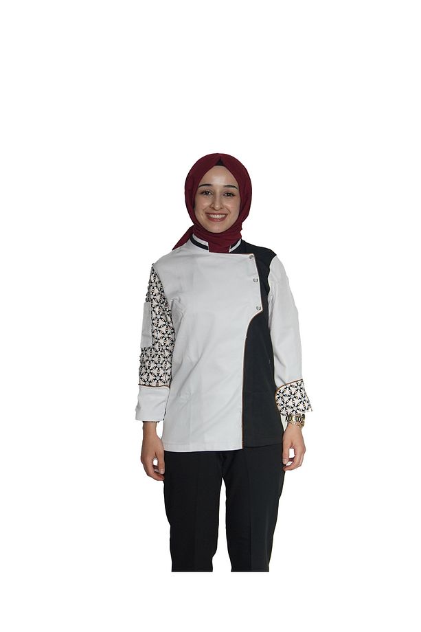 KOLU ÇİÇEK DESENLİ AŞÇI CEKETİ - 4