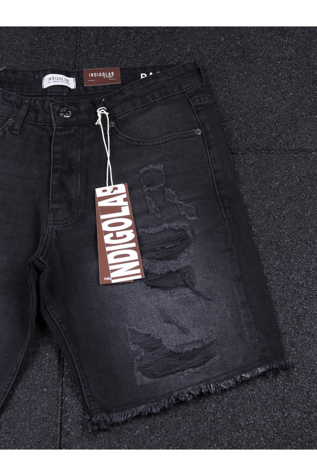 Erkek Siyah Baggy Denim Şort - 3