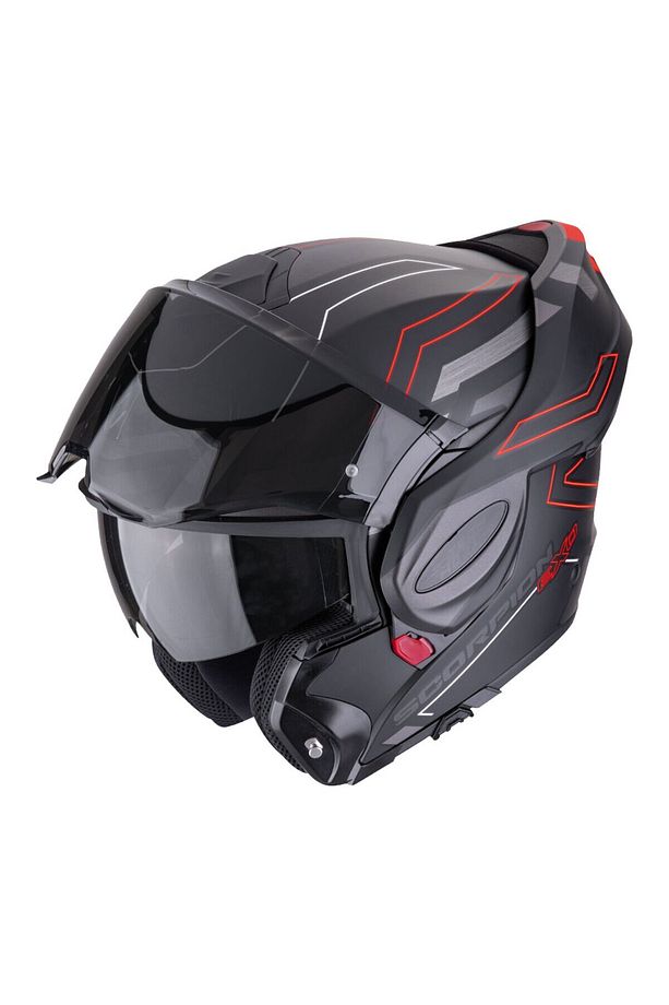 Exo-Tech Evo Conquer Çene Açılabilir Motosiklet Kaskı Mat Siyah Kırmızı - 4