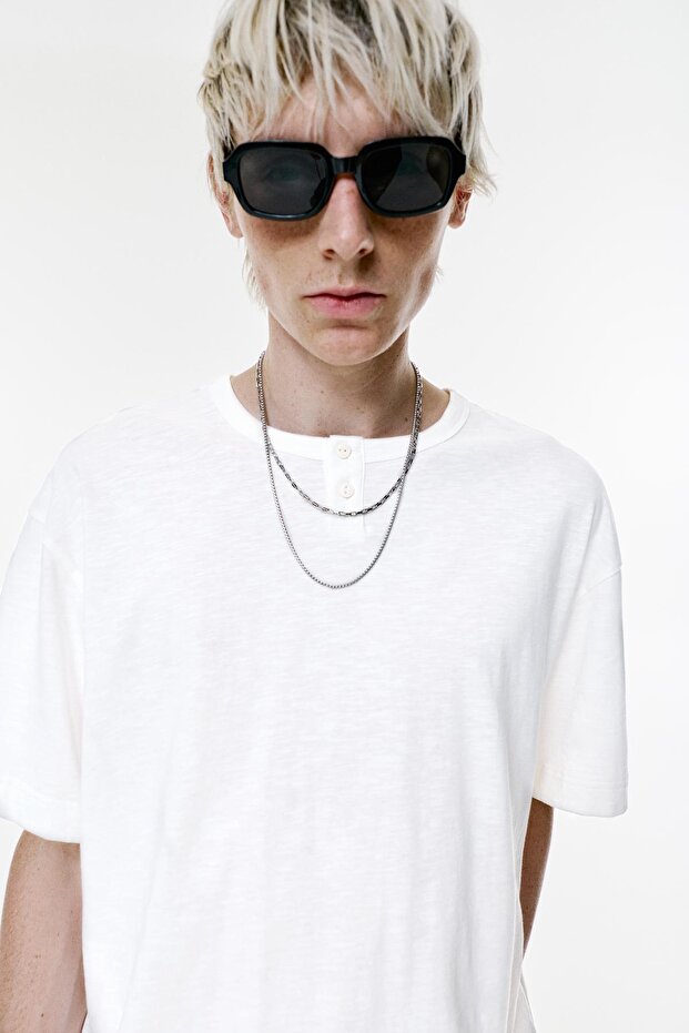 Düğmeli yaka tişört - 5