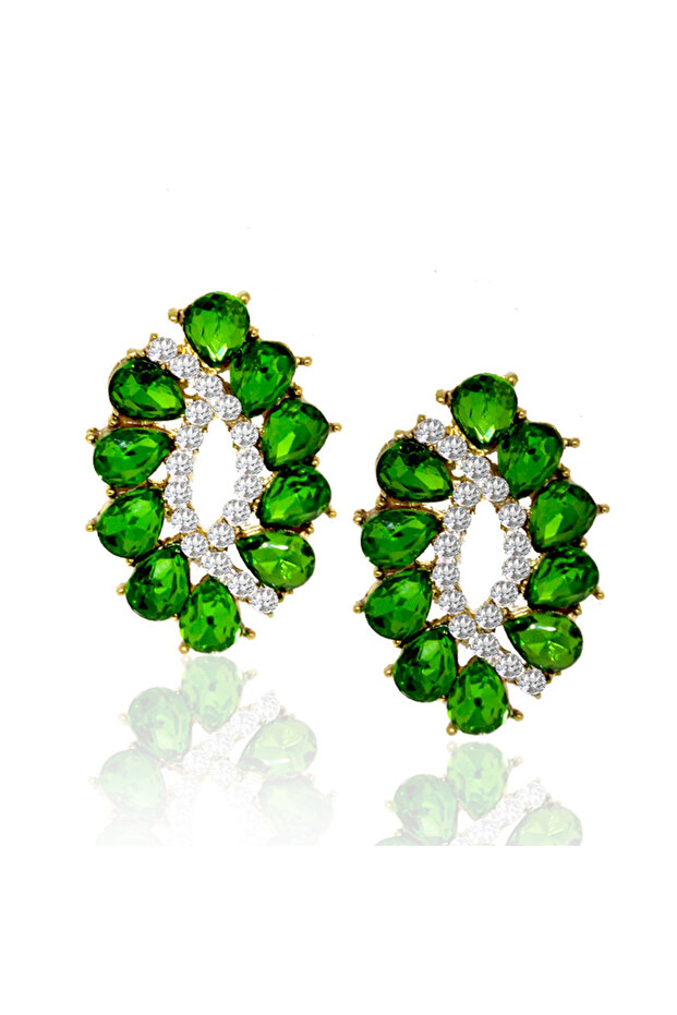 Cercei eleganti Deep Green cu Swarovski Elements