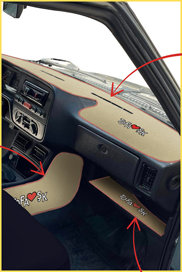 Tofaş Şahin Doğan Kartal Beige High Dashboard Carpet | Gear Console Carpet & Dashboard Table Cover