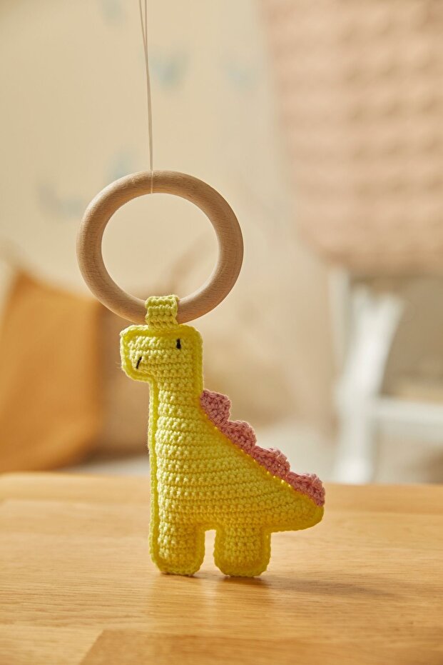 Natural Baby Knitted Amigurumi Teether Dinosaur Yellow 9-12 Months