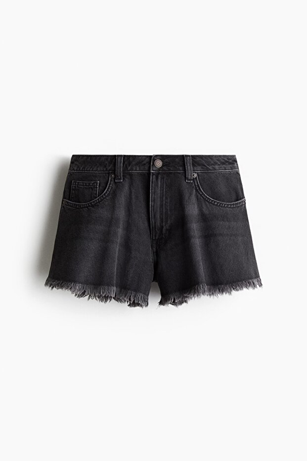 Saçaklı Kenarlı Kot Şort - 3