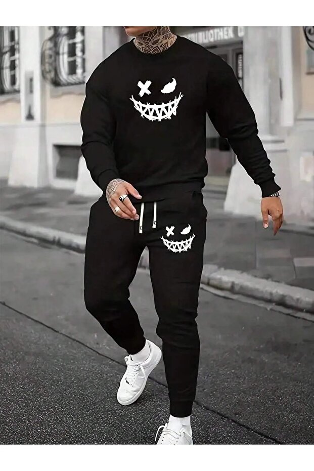 Men's Printed Zero Collar Tracksuit Set Eyaxx Sportwear Company