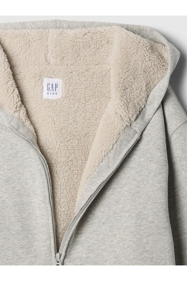 Erkek Çocuk Gri VintageSoft Sherpa Fermuarlı Sweatshirt - 3