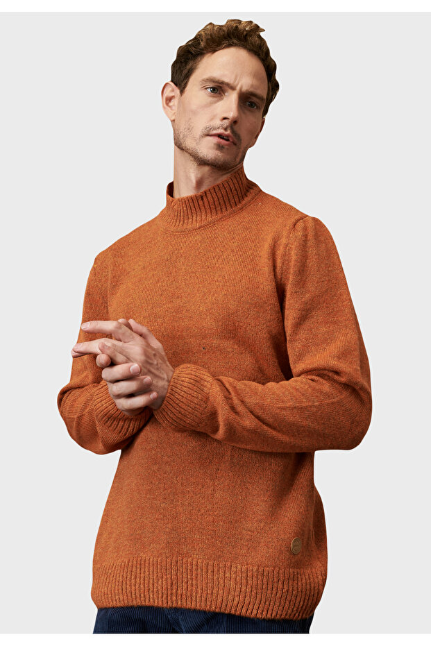 Herren-Pullover mit Standard-Passform, normaler Schnitt, halbem Rollkragen, weichem Strickpullover mit Struktur - 5