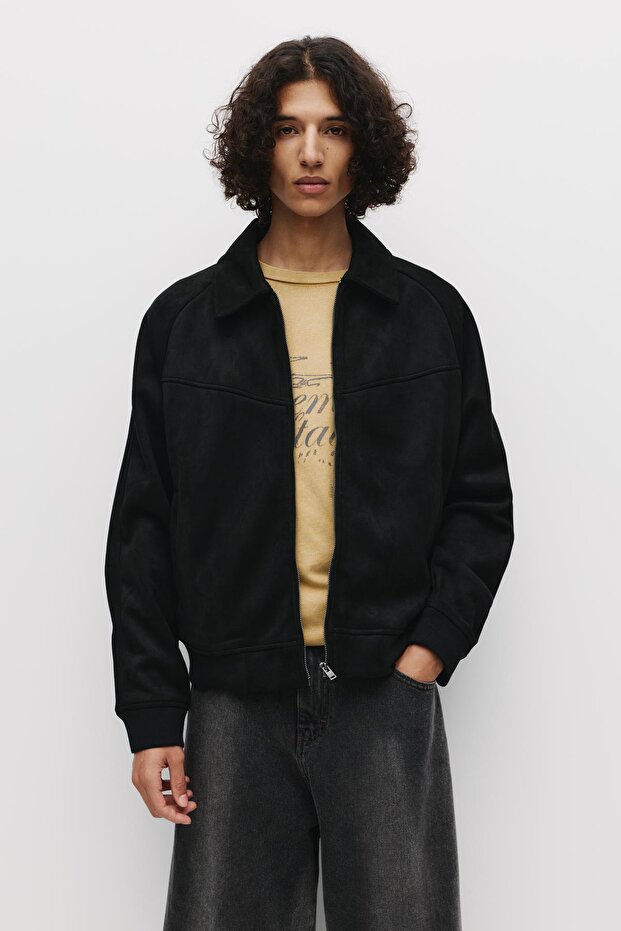 Suni süet trucker ceket - 1