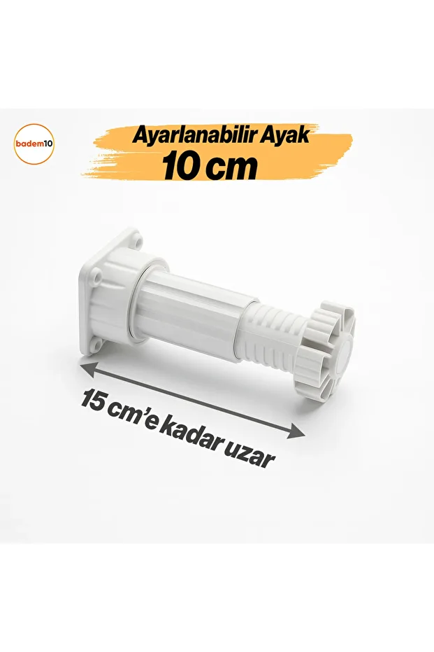 Ayarlanabilir 10 cm Ayak Set 10 ADET Dolap Mobilya Tezgah Puf Yükseltici Yükseltme Ayağı Ayakları - 3