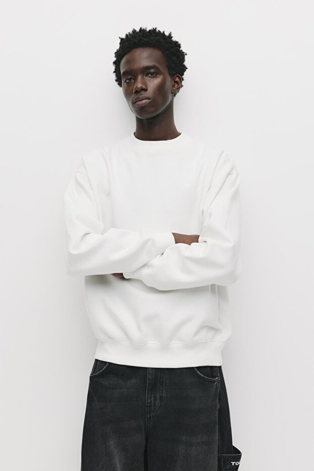 Basic bisiklet yaka sweatshirt - 1