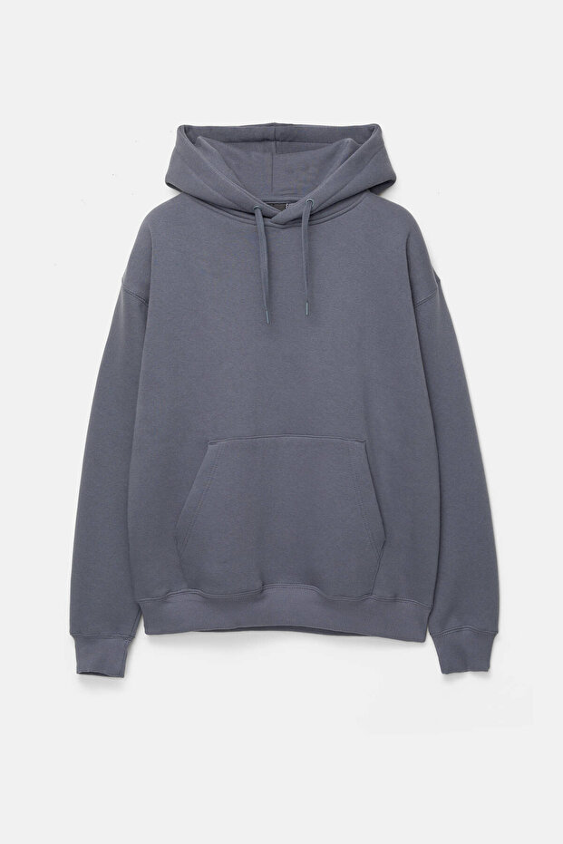 Basic kapüşonlu sweatshirt - 4