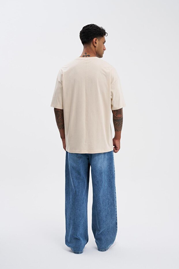 Erkek Basic Super Pamuklu Oversize Taş Tişört - 6