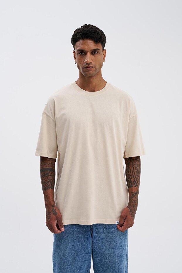 Erkek Basic Super Pamuklu Oversize Taş Tişört - 2