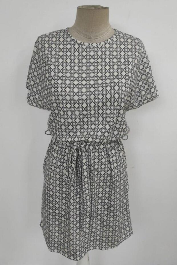 فستان سوبريم منقوش بياقة دائرية وحزام - منقوش - 4