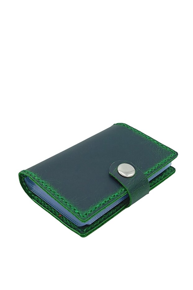 Genuine Leather Men's & Women's Card Holder Wallet - Transparent Pocket - Handmade