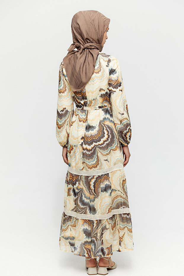 Fistolu Şifon Elbise - 7