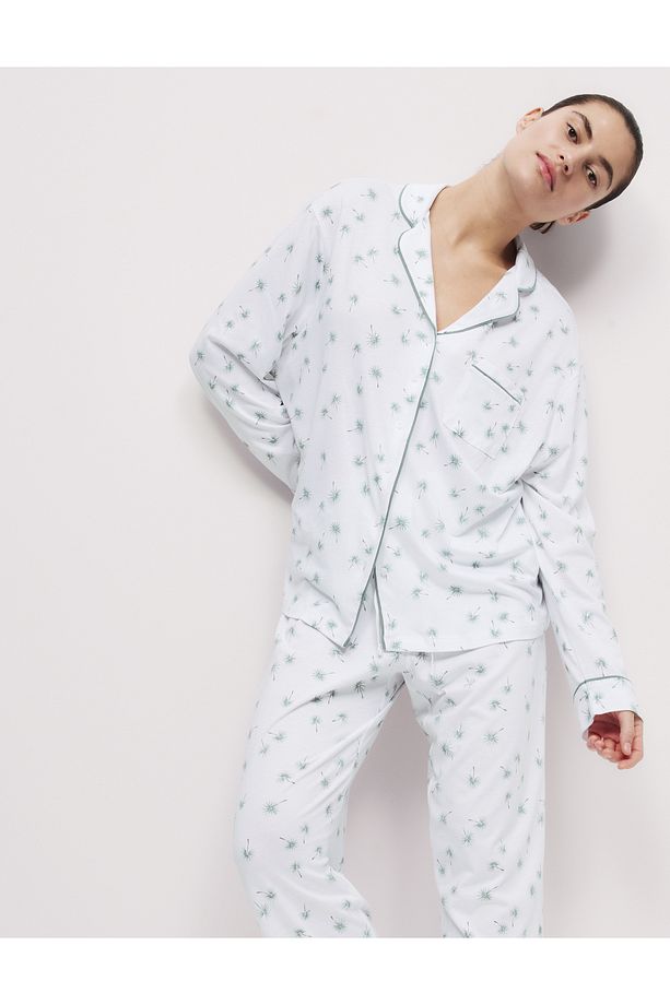 Pamuk-Modal Karışımlı Desenli Pijama Takımı - 1