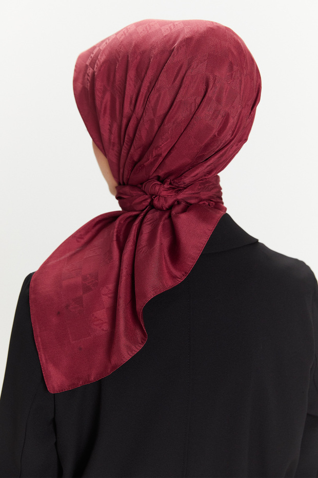 Dama Desenli Logolu Eşarp - 5