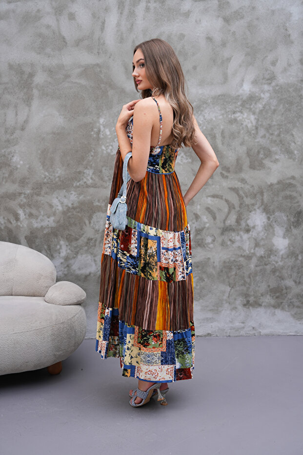 فستان مرقع بحمالات - 5