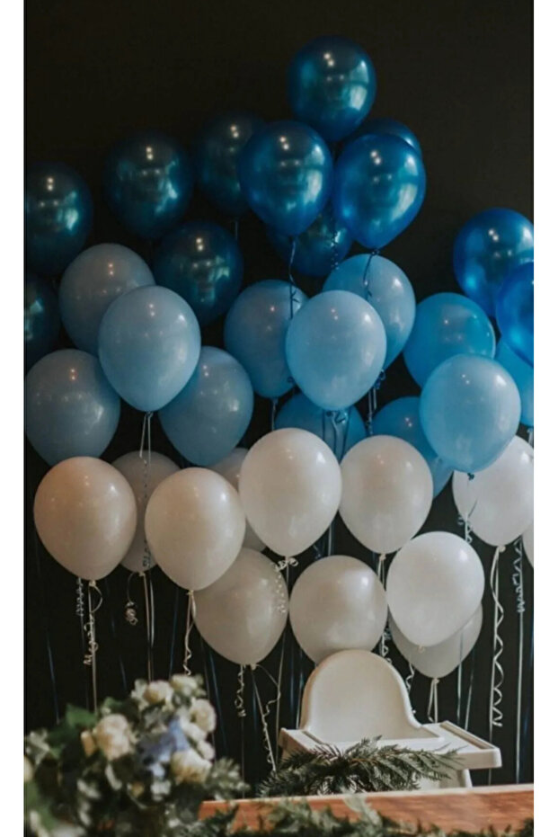 Metallic Navy Blue and White Balloon Set of 30