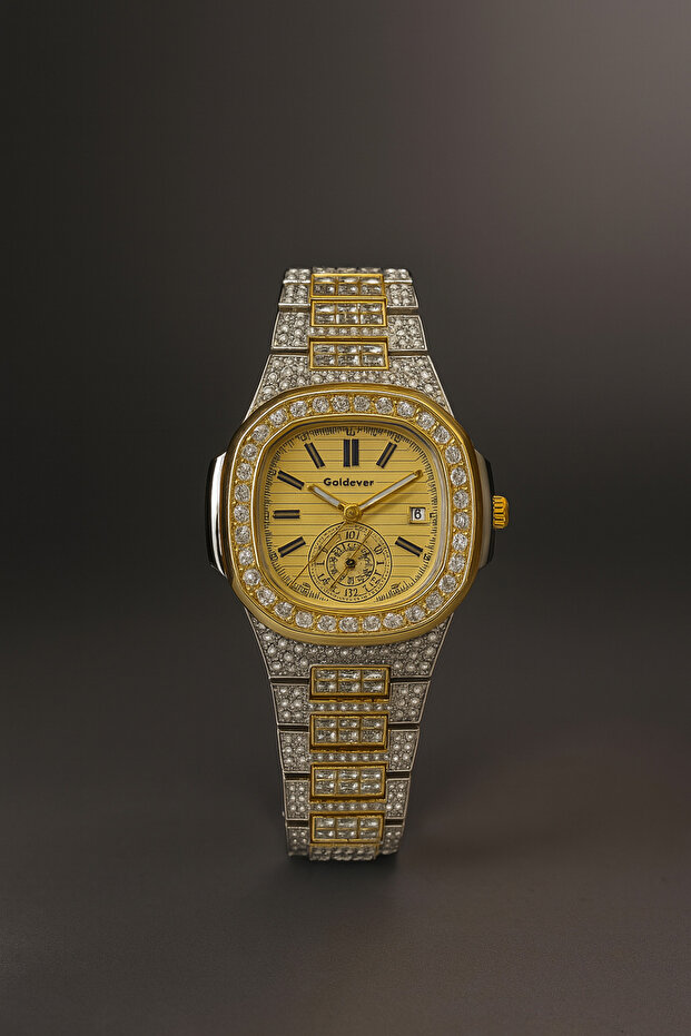 Luxury Women's Wristwatch with Stone Calendar